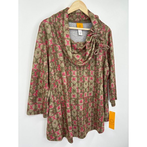Ruby Rd. Cowl Neck Cozy Blouse Geometric Print XL NEW - Picture 2 of 4